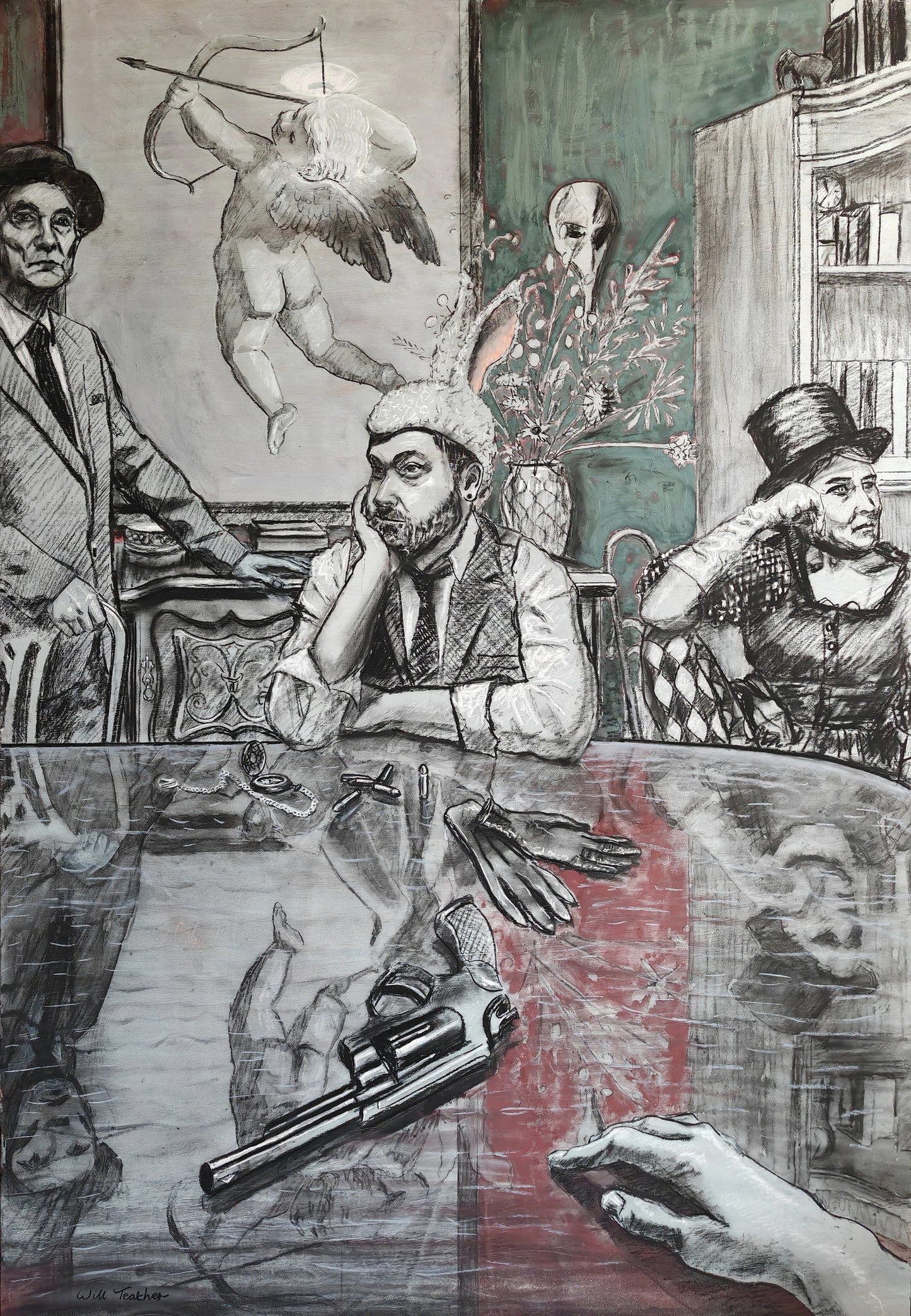 Bad Bunny - Charcoal and pastel on panel - 86 x 124cm - Will Teather