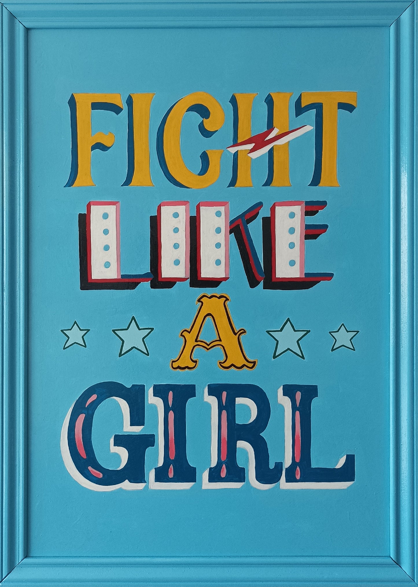 'Fight Like a Girl', 2025, Enamel on board, 60x43cm by Dot Howard