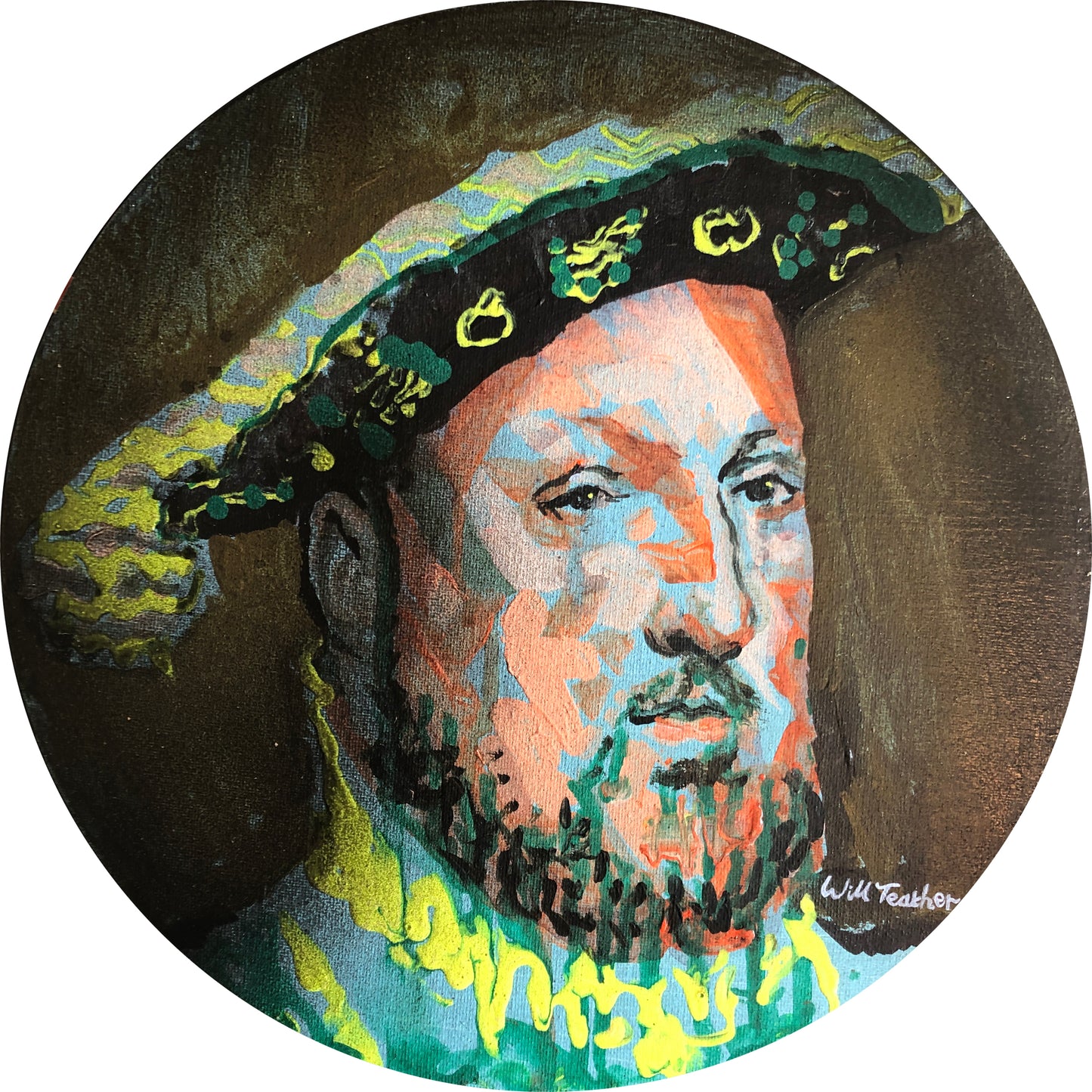 “Henry 8th, after Holbien ”- Mini print by Will Teather, British artist