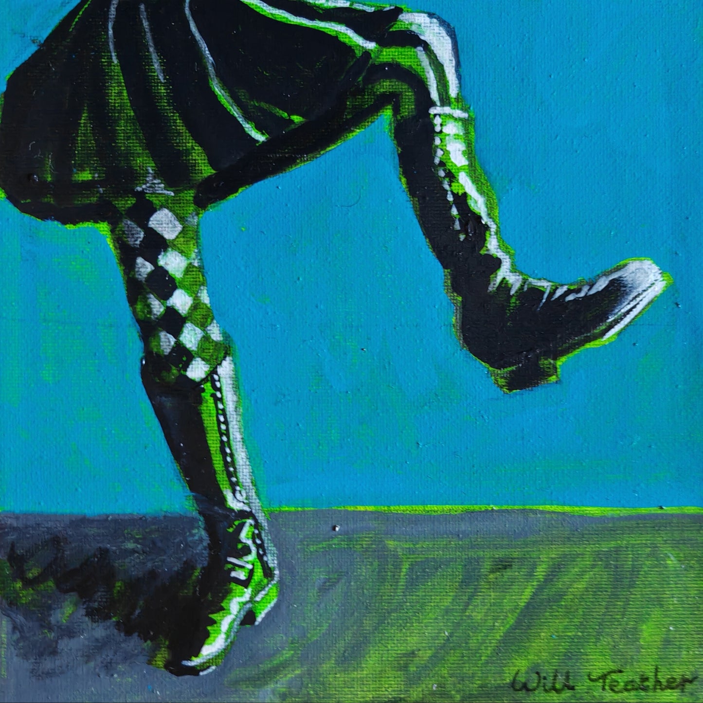 Razzledazzel - 20 x 20cm - oil and acrylic on canvas by Will Teather