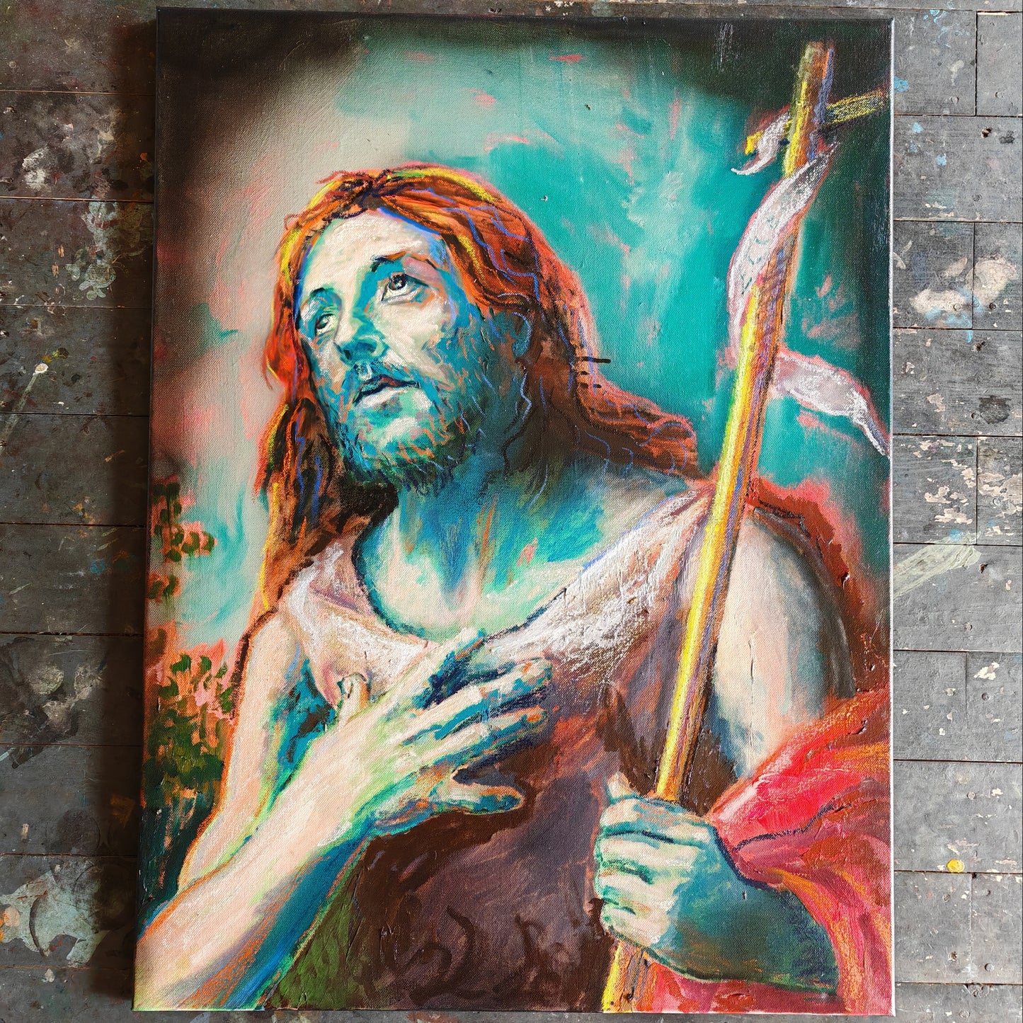 St John the Baptist in the Wilderness (after Murillo) -60 X 80cm, by Will Teather