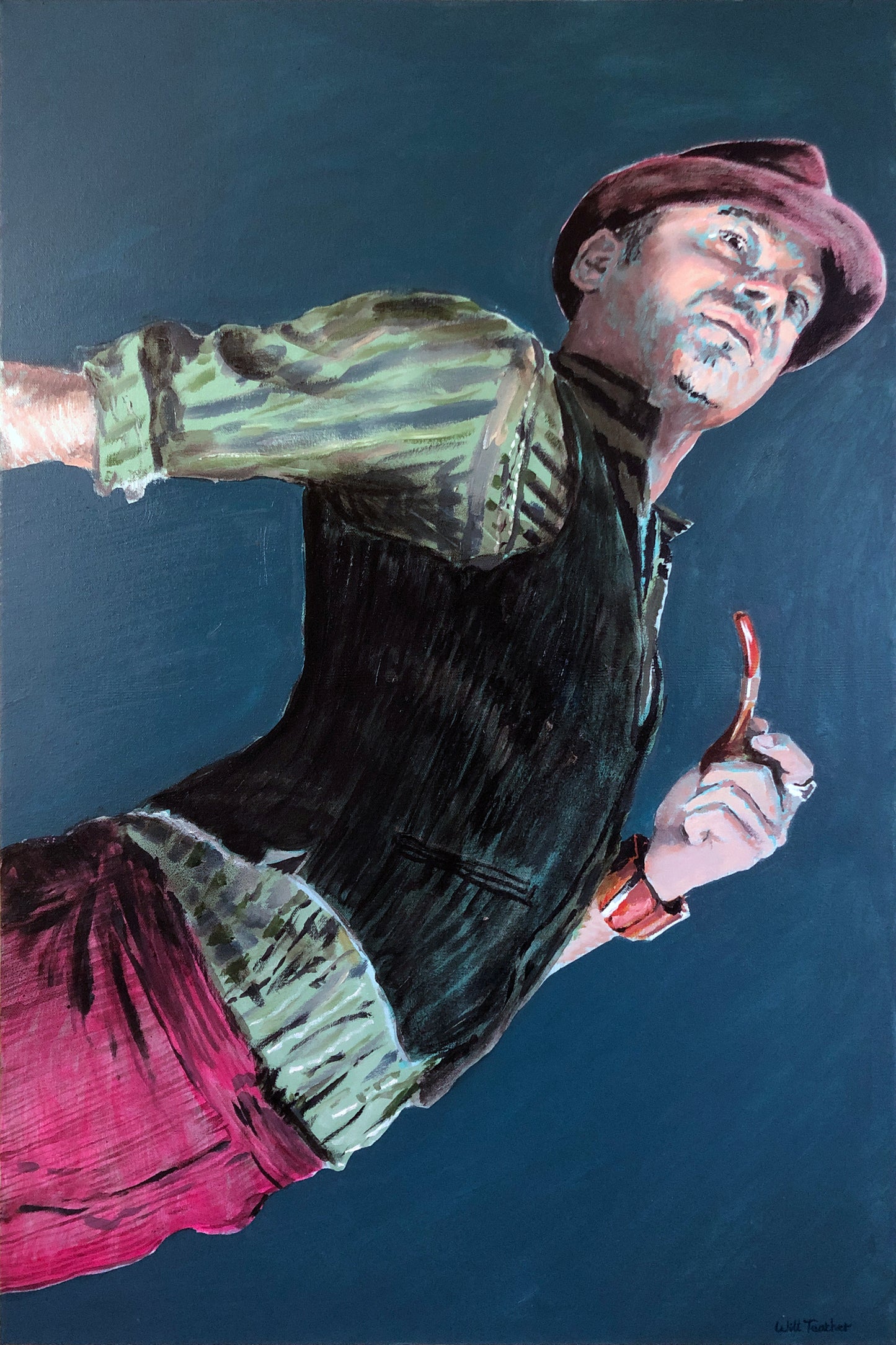 The Pipe Smoker- Oil on canvas- 61 x 91cm by Will Teather