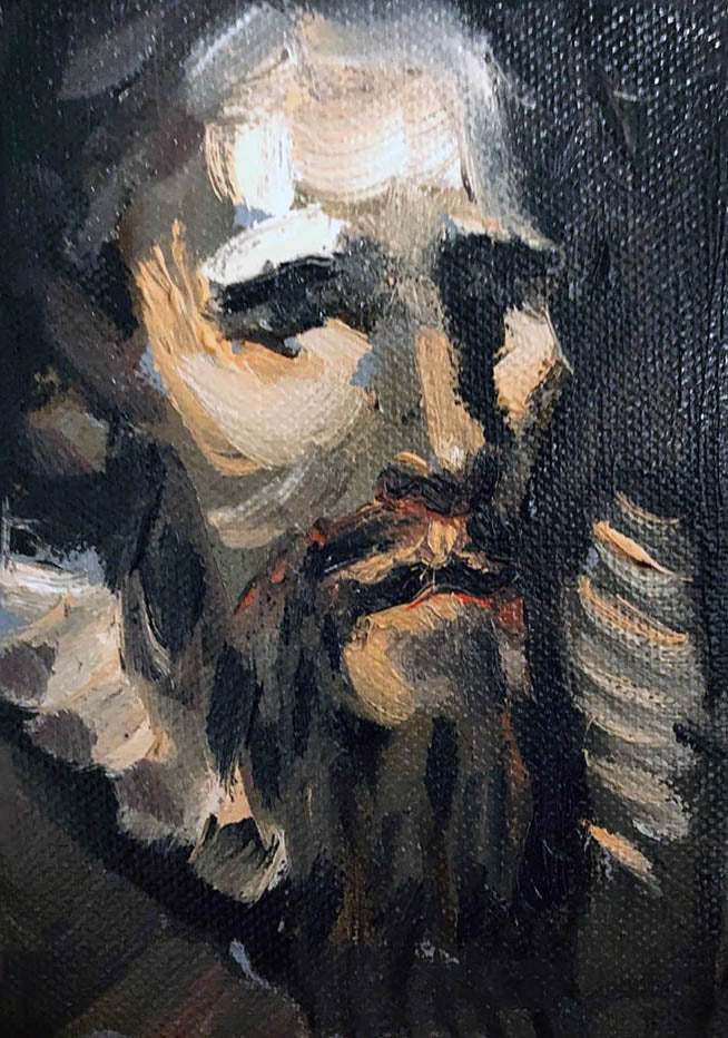Untitled - Oil on canvas - 4 x 5.5 inches- by Will Teather