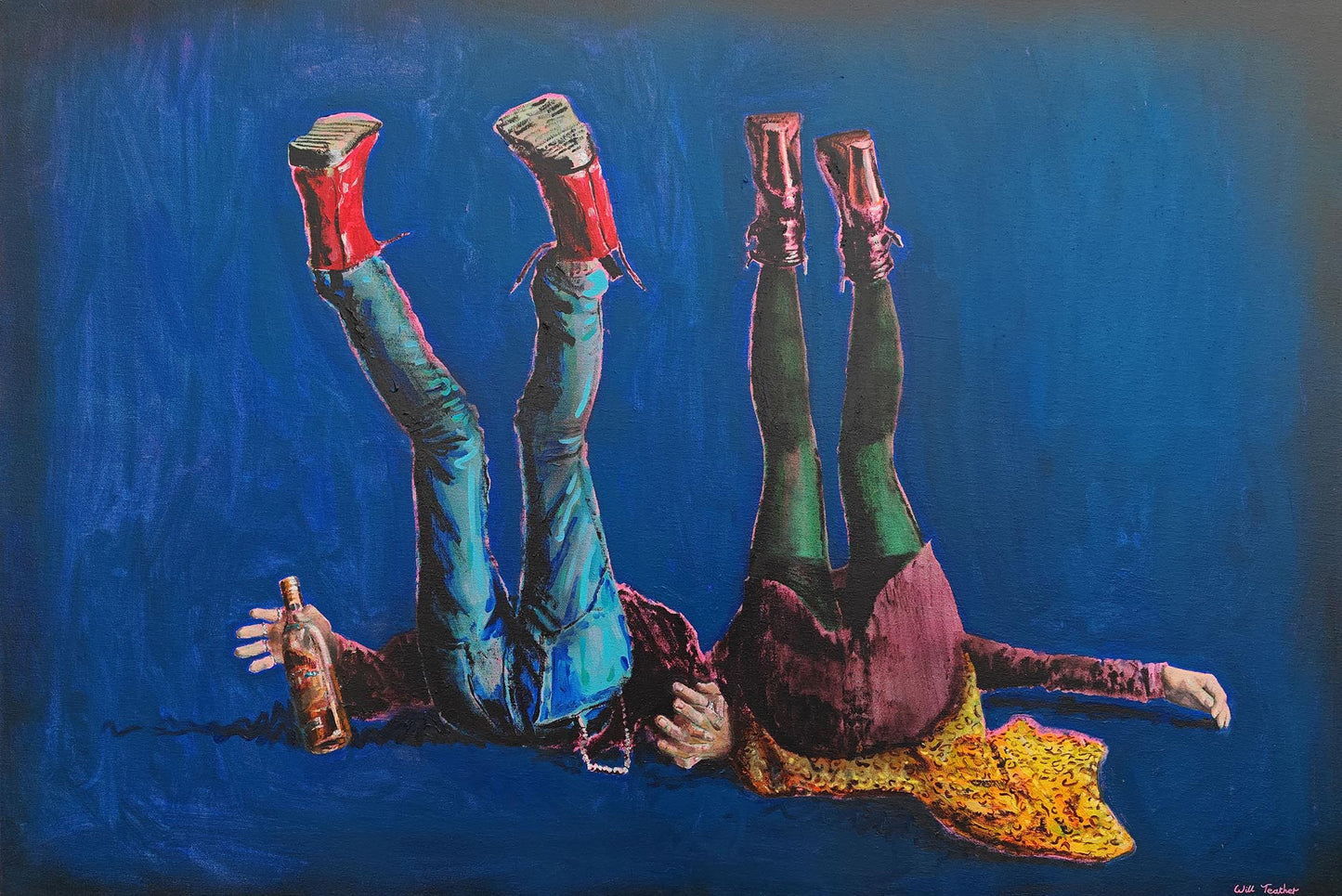 Bonnie & Clyde (blue) - Large signed print by Will Teather