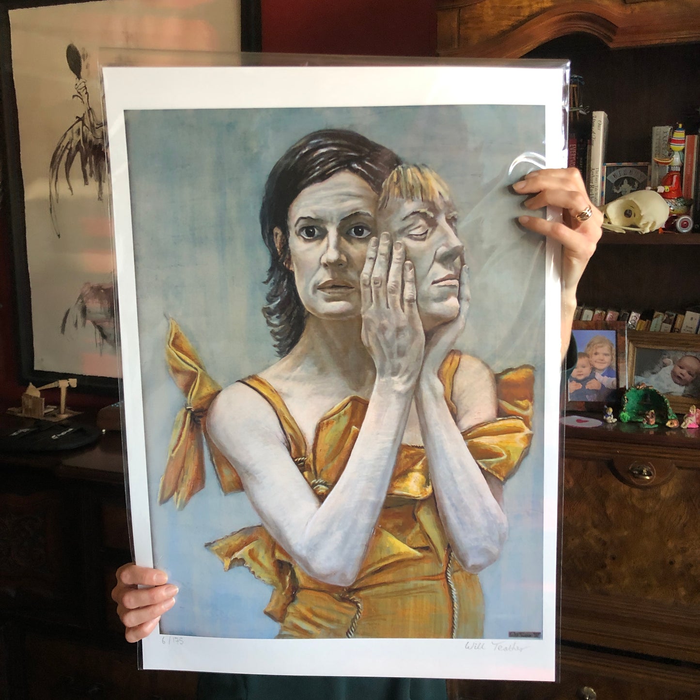 See Her Faces Unfurl- Large signed, surreal print by Will Teather