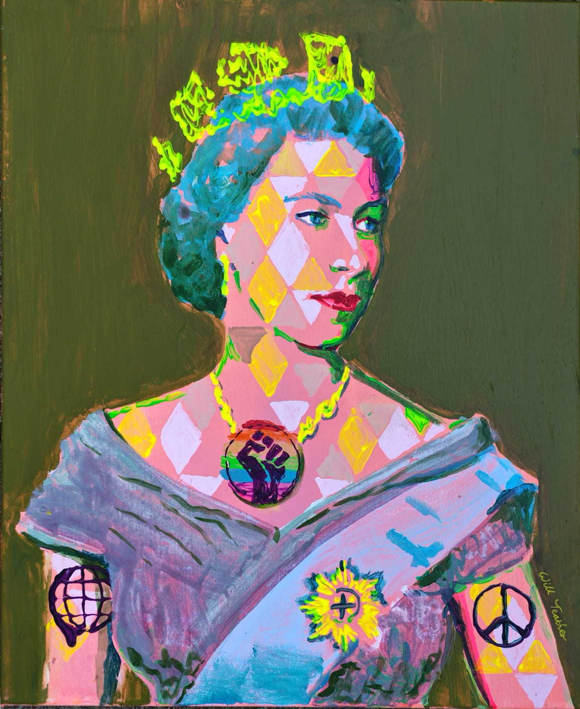 Peace Queen II, a painting by Will Teather, 56 x 45.5cm