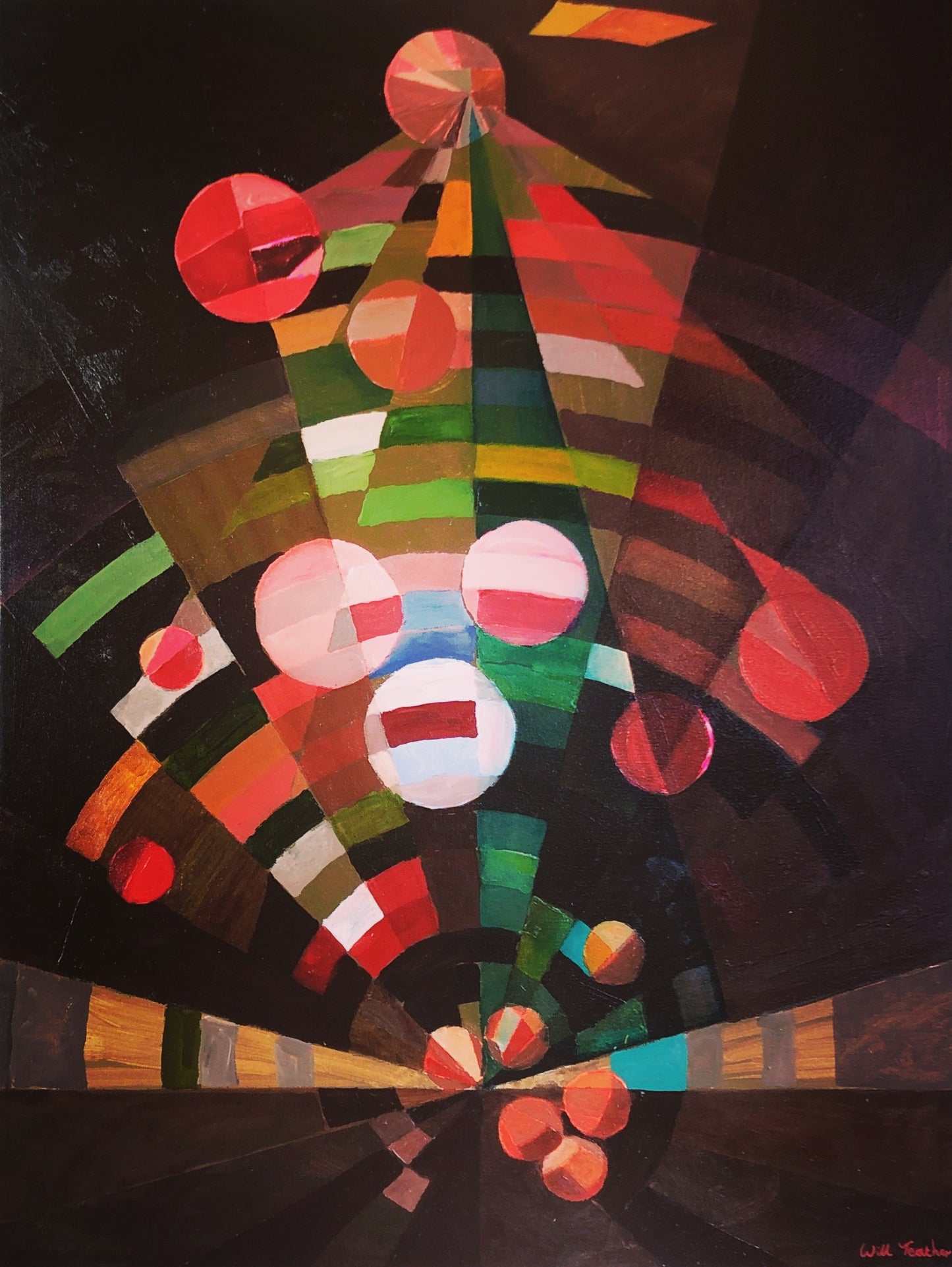 STILL LIFE WITH FRUIT AND FLOWERS, an original abstract oil painting by Will Teather, British artist