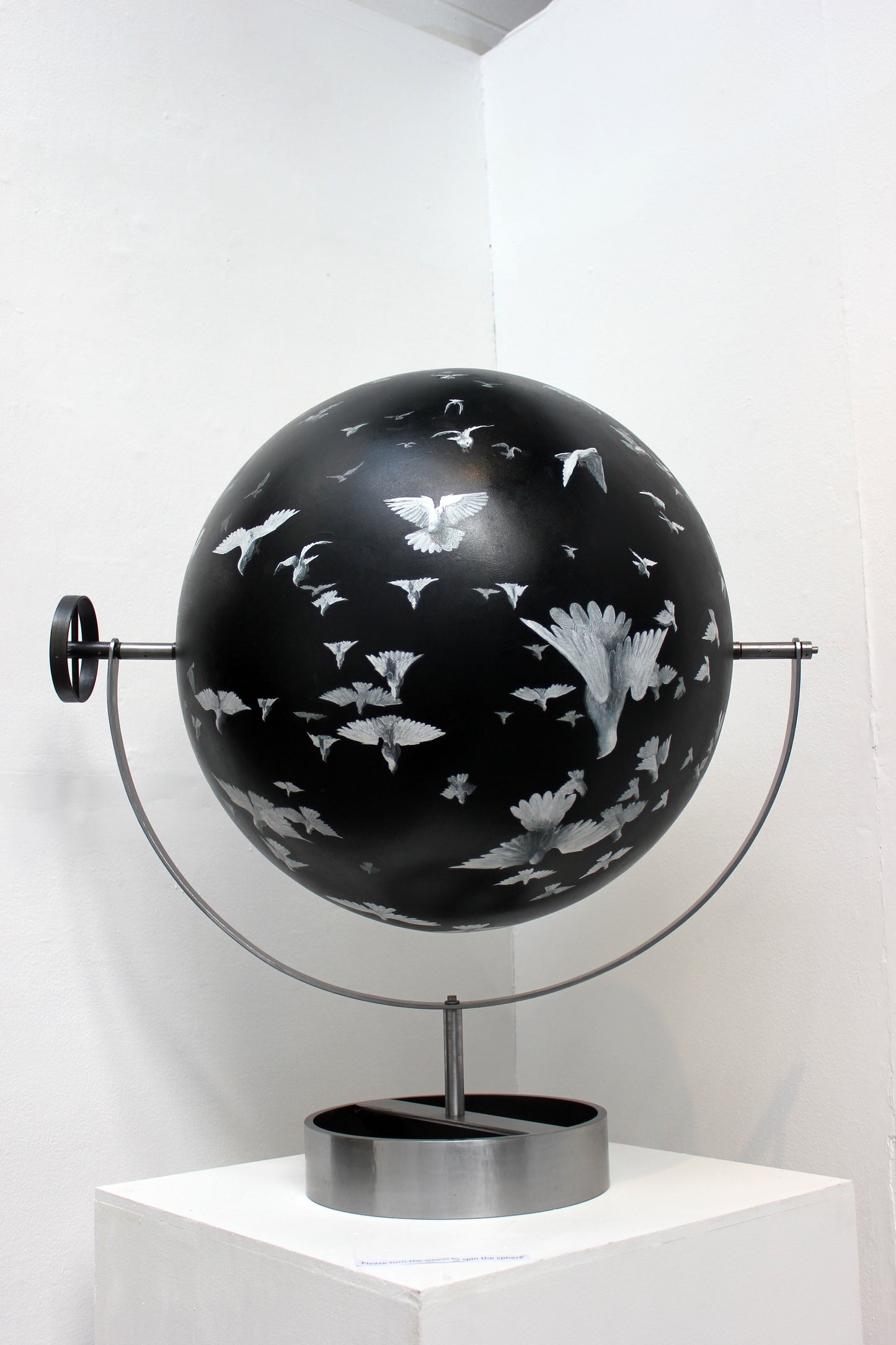 Flock II - Acrylic on sphere, mounted on steel- 60cm diameter - Will Teather