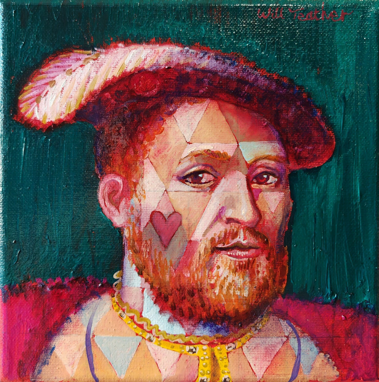 Henry - 20 x 20cm - oil and acrylic on canvas by Will Teather