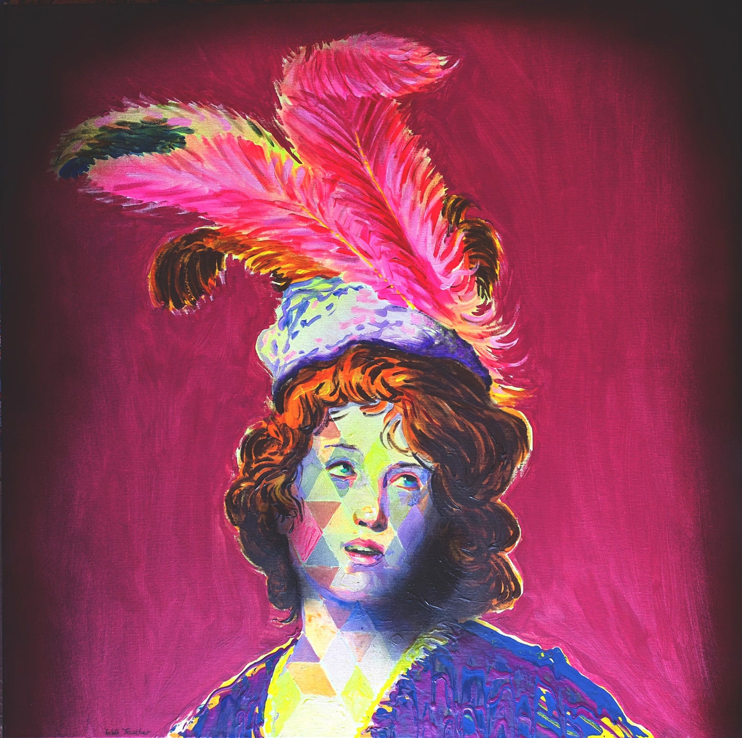 David (after Strozzi) - 100 x 100cm - Oil and acrylic on canvas - Will Teather