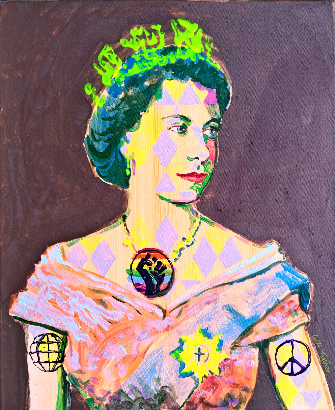 Peace Queen, a painting by Will Teather, 56 x 45.5cm
