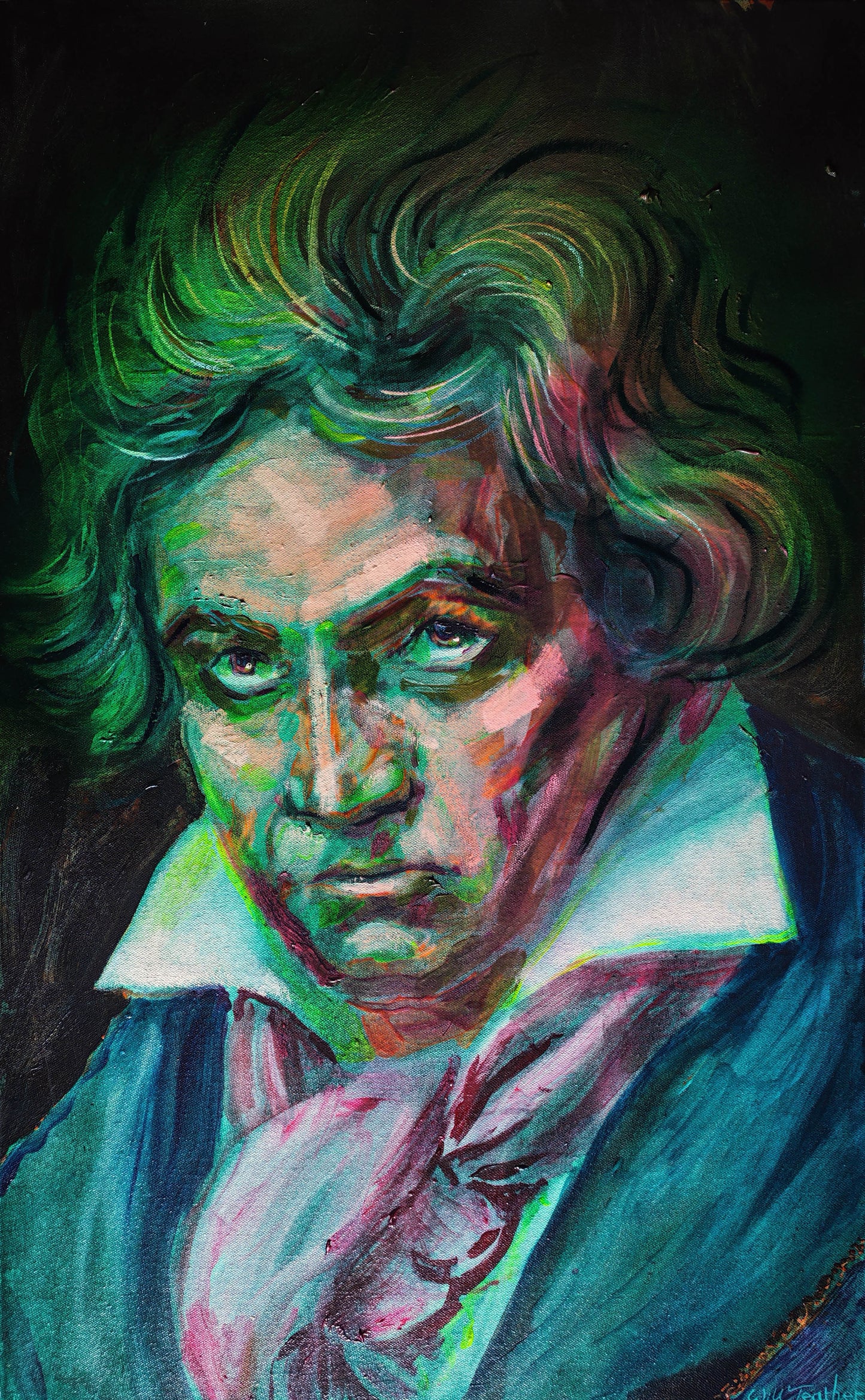 Beethoven (after Stieler) - 50 x 81cm- Oil and acrylic on canvas- a painting by Will Teather