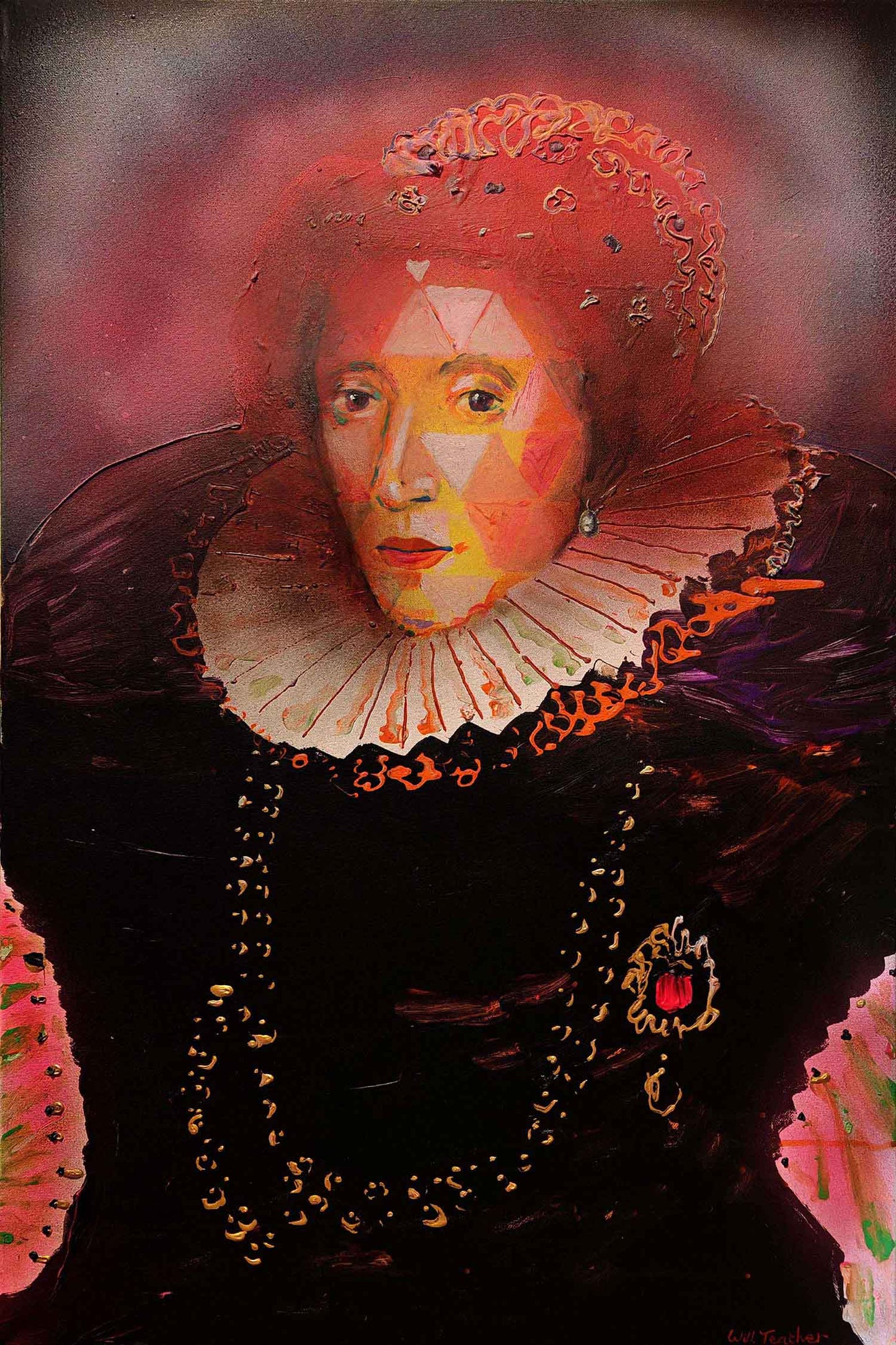Elizabeth 1st (after British School) - 61 x 91cm - Acrylic, oil and spray paint on canvas - Will Teather