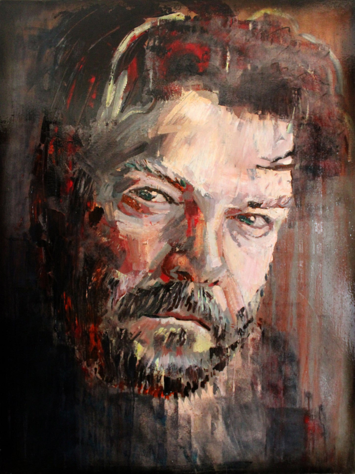 Self portrait by Will Teather, Oil on canvas 121 x 91cm