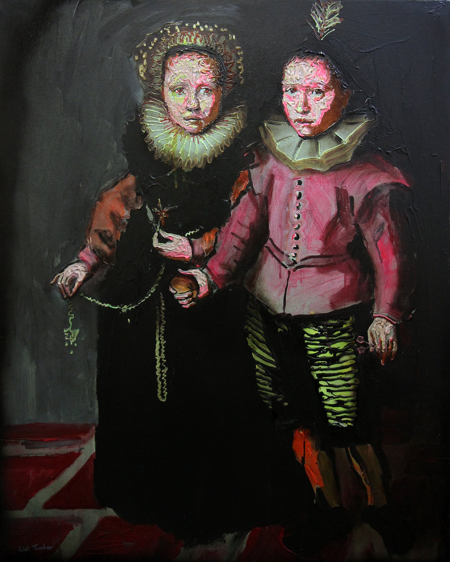 Two children  -Acrylic on canvas -80 x 100cm - Will Teather