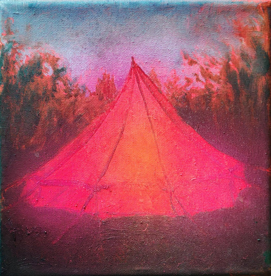 The Tent - 20 x 20cm - oil and acrylic on canvas by Will Teather