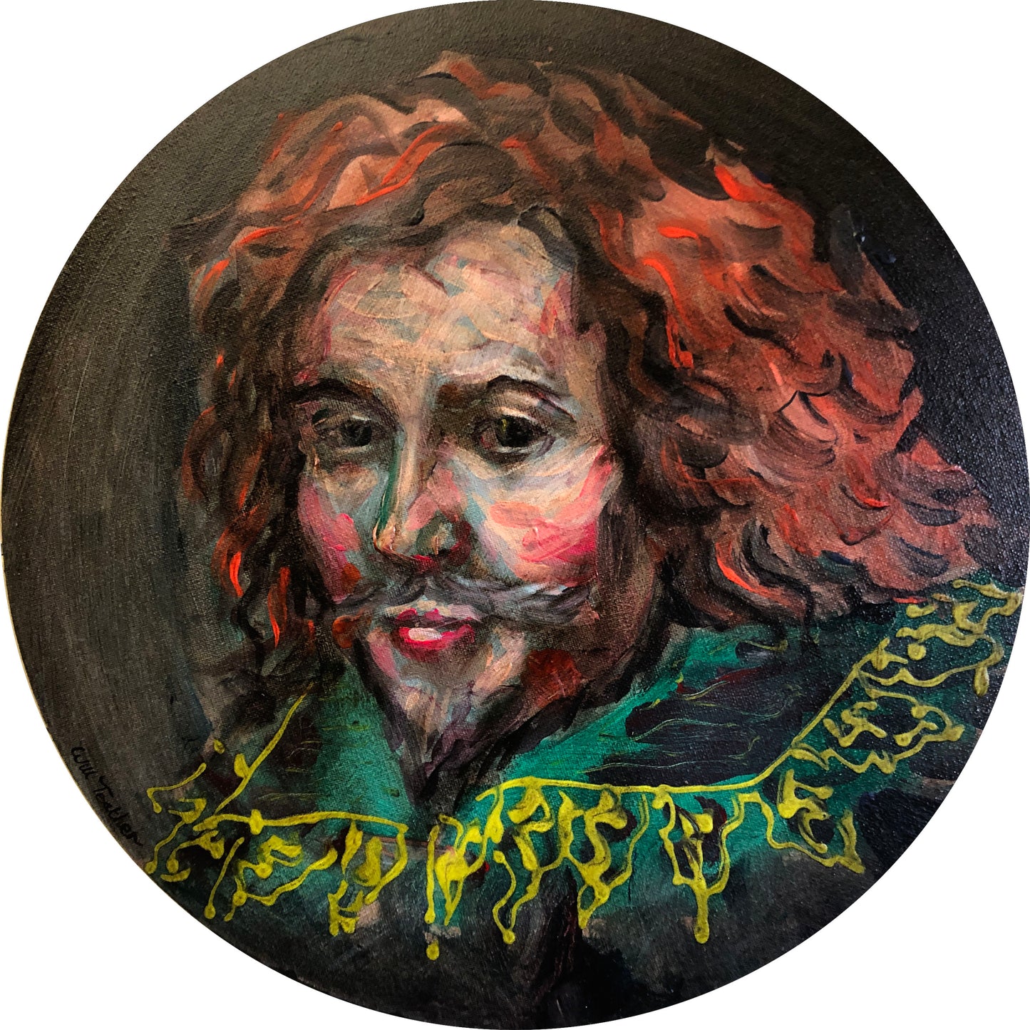 The Duke of Buckingham- Oil and acrylic on canvas - 40cm diameter by Will Teather