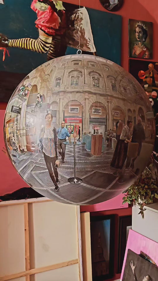 The Royal Exchange - Acrylic and oil on fibreglass globe - 70cm diameter- Will Teather