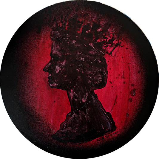 Queen, by Will Teather, 40cm diameter circular painting