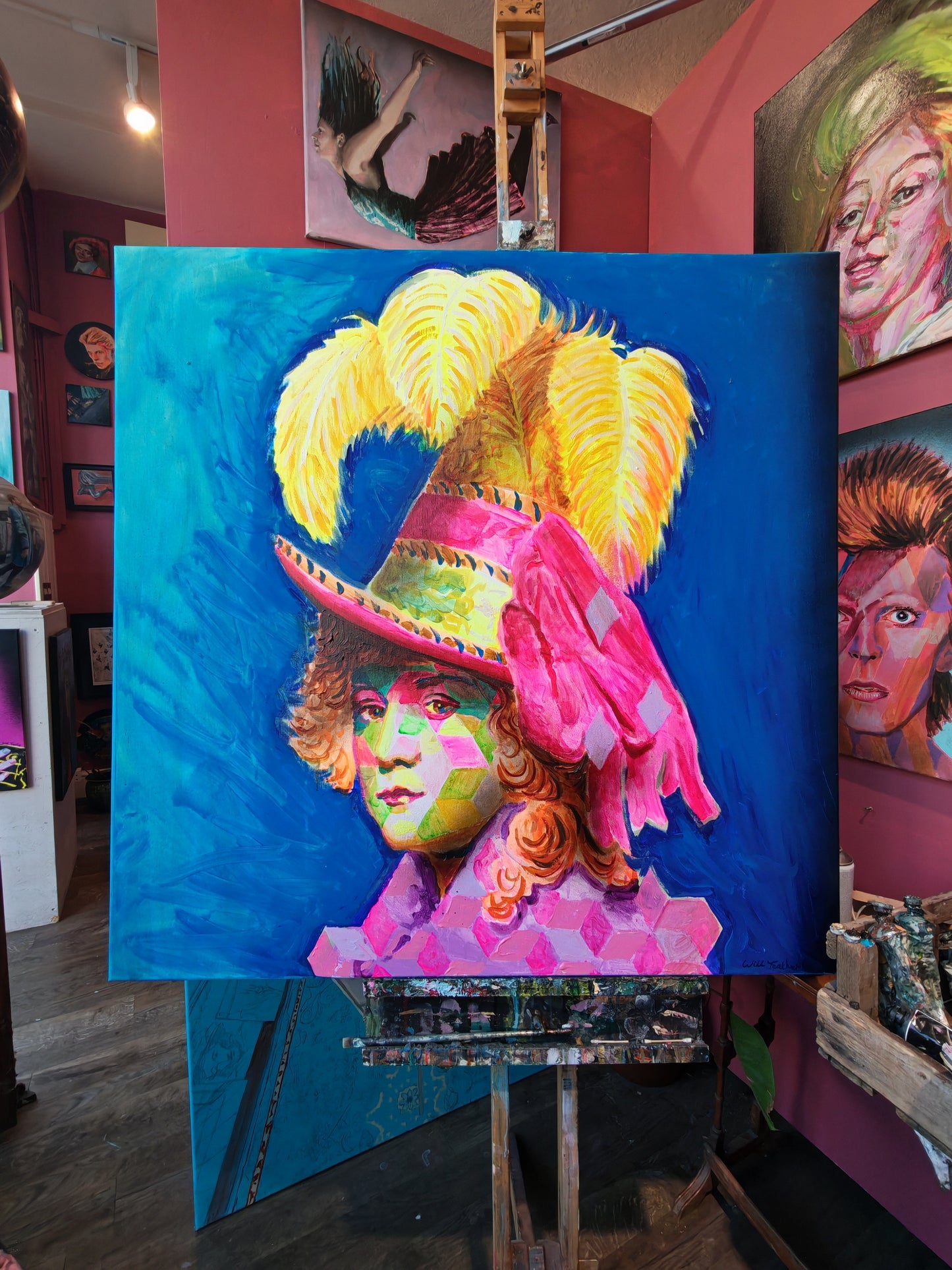 Lady Taylor (after Reynolds)- Acrylic on canvas - 100 x 1O0cm - a painting by Will Teather