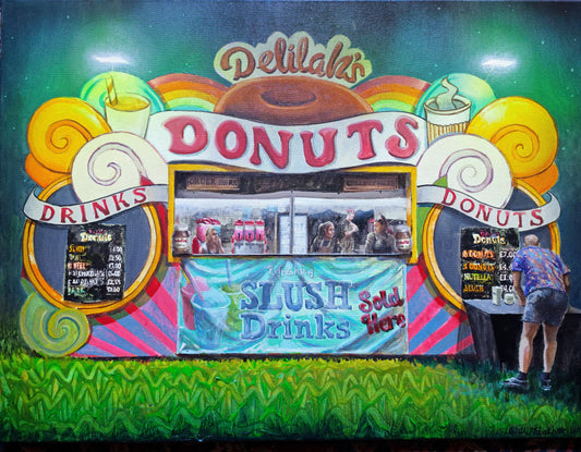 Delia's Donuts - Oil and acrylic on canvas- 60 x 80cm - Will Teather