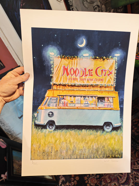 Noodle City - Large limited edition contemporary art print by Will Teather