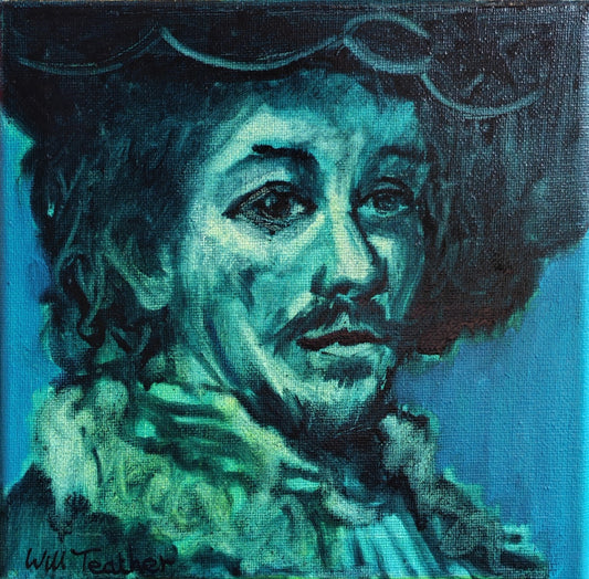 After Rembrandt - 20 x 20cm - oil on canvas by Will Teather