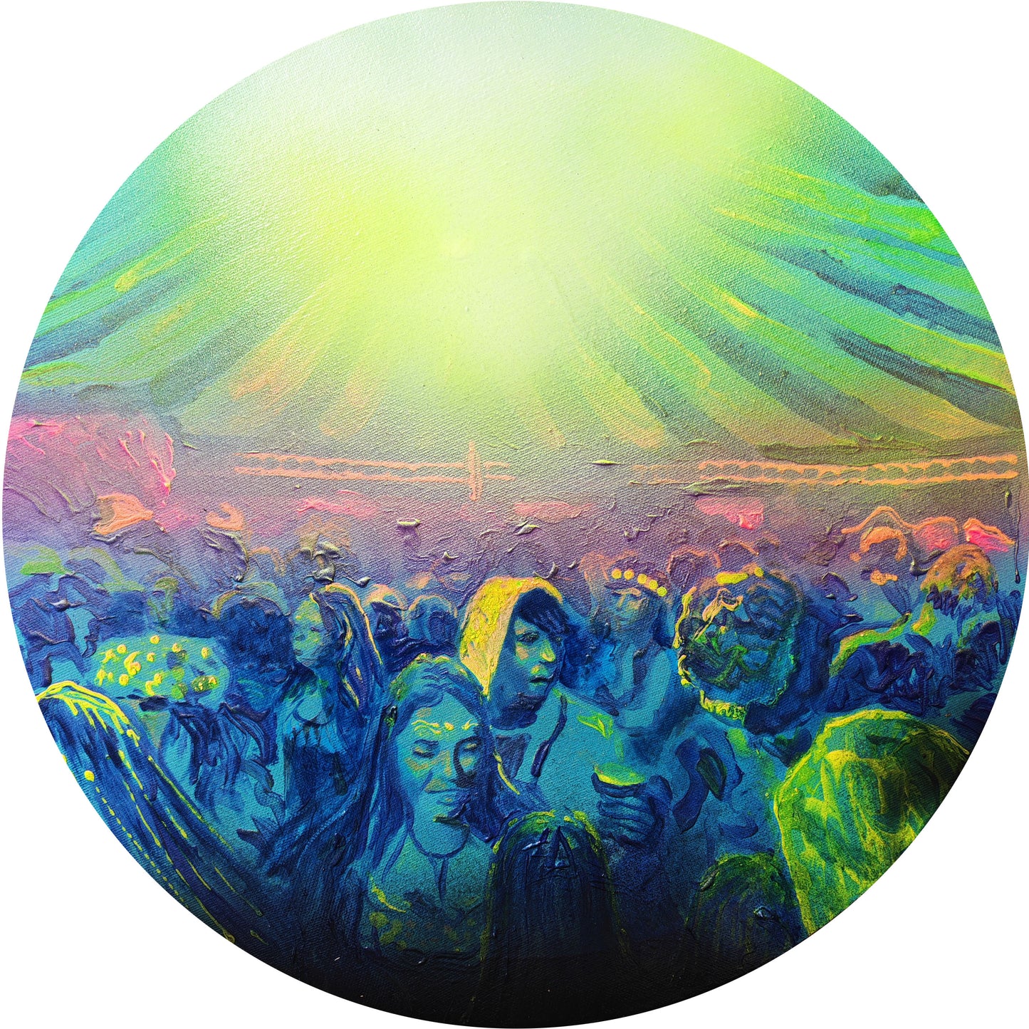 Dance tent - Oil and acrylic on circular canvas- 40cm diameter