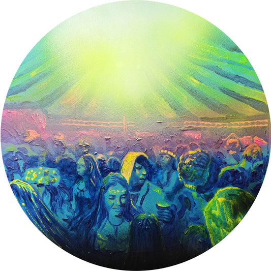 Dance tent - Oil and acrylic on circular canvas- 40cm diameter