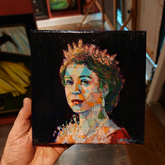 Elizabeth 2nd - 20 x 20cm - oil and acrylic on canvas by Will Teather