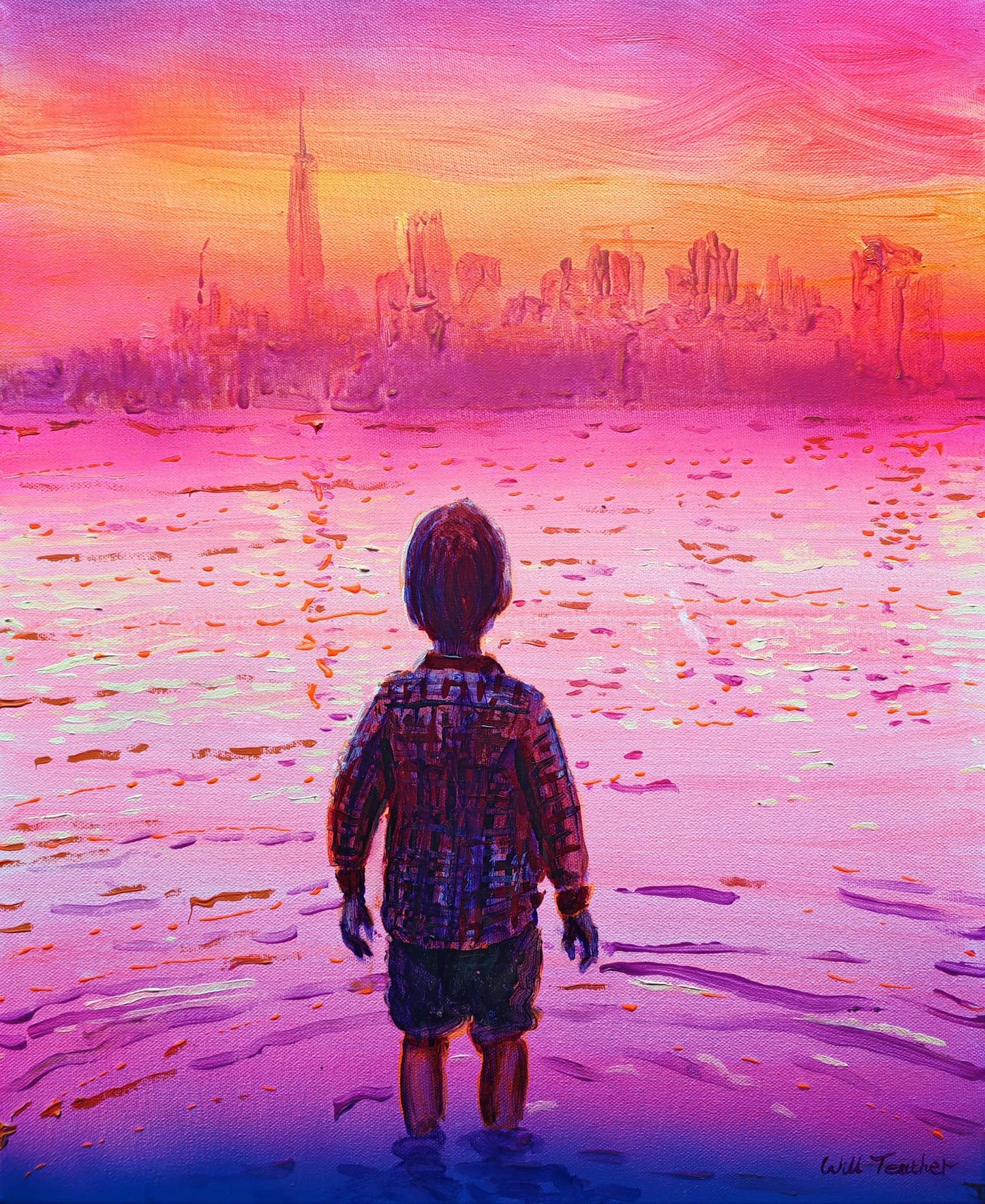 New York, a painting by Will Teather, 56 x 45.5cm